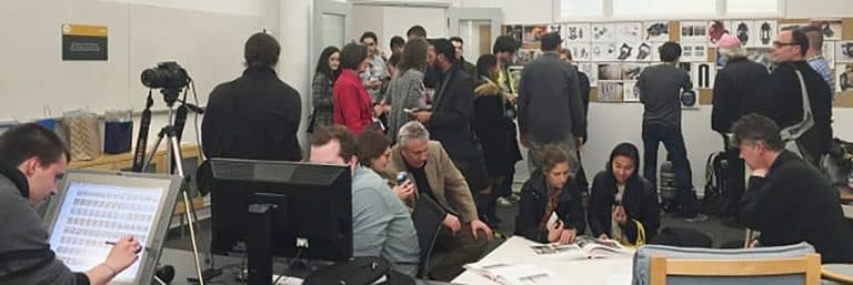 group of designers sketching together and mingling