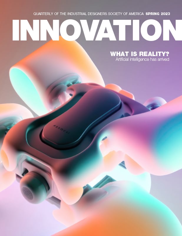 Cover of Spring 2023 Innovation magazine with AI generated design