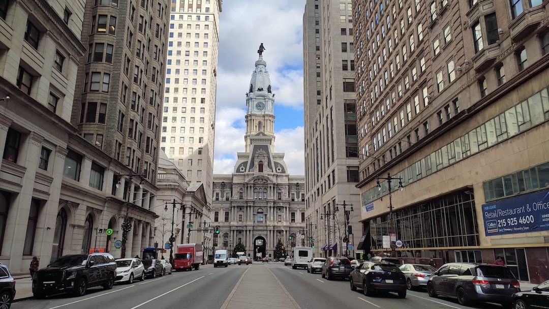 Philadelphia USA January 10 2024. Philadelphia's City Hall building looks unique and classic